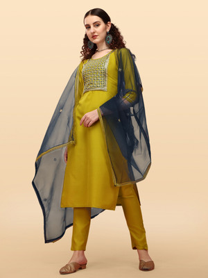 Anouk Rustic Embroidered Kurta, Trouser/Pant & Dupatta Set