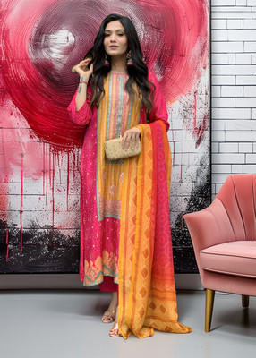 HBJ FASHION Self Design, Printed Kurta, Palazzo & Dupatta Set