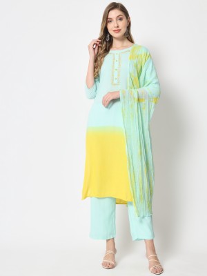 KBZ Solid Kurta, Palazzo & Dupatta Set