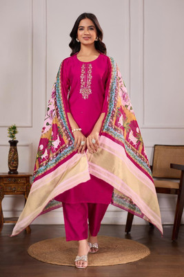 CreationRajvi Embroidered Kurta, Trouser/Pant & Dupatta Set