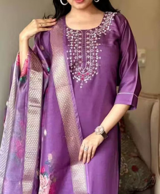 Shyam Creation Embroidered Kurta, Trouser/Pant & Dupatta Set
