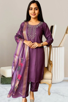 bajrang fashion Embroidered Kurta, Trouser/Pant & Dupatta Set