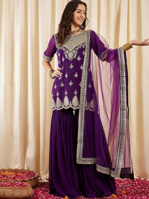 VHCLOTHES Embroidered Kurta, Salwar & Dupatta Set