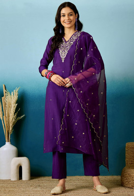 Rensa Embroidered Kurta, Trouser/Pant & Dupatta Set