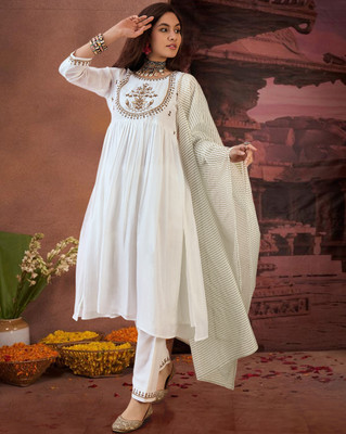 Tasrika Embroidered Kurta, Trouser/Pant & Dupatta Set