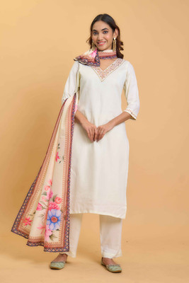 shiv textiles Solid Kurta, Trouser/Pant & Dupatta Set