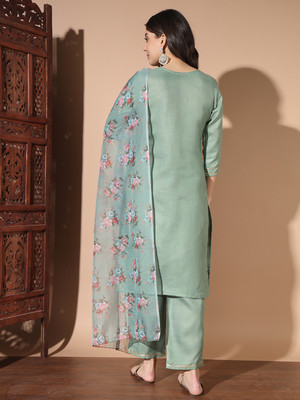 Fashion Care Embroidered Kurta, Trouser/Pant & Dupatta Set