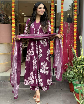 Samiksha Textile Floral Print Kurta, Palazzo & Dupatta Set