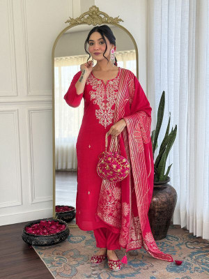 Clothzora Embroidered Kurta, Salwar & Dupatta Set