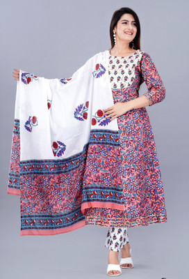 Neha Enterprises Floral Print Kurta, Trouser/Pant & Dupatta Set
