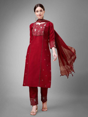 SoshrepCreation Embroidered Kurta, Trouser/Pant & Dupatta Set