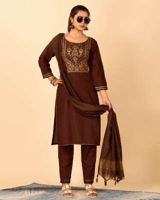 Virendra Textile Floral Print Anarkali Kurta, Bottom & Dupatta Set