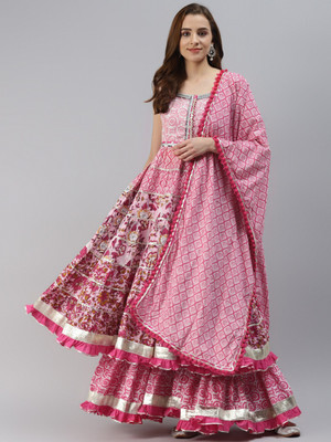 DIVENA Floral Print Kurta, Sharara & Dupatta Set