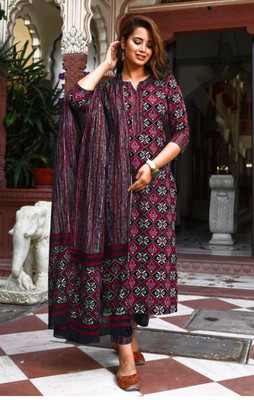 REVA ENTERPRISE Printed Kurta, Salwar & Dupatta Set