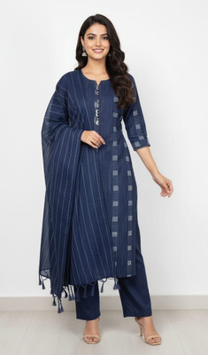 alliance collection Striped, Woven, Self Design, Solid Kurta, Trouser/Pant & Dupatta Set