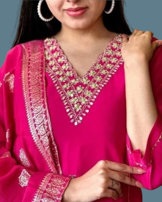FARHATFASHION Embroidered Kurta, Trouser/Pant & Dupatta Set
