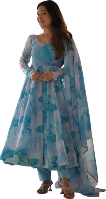 JUHIFAB Solid Kurta, Churidar & Dupatta Set