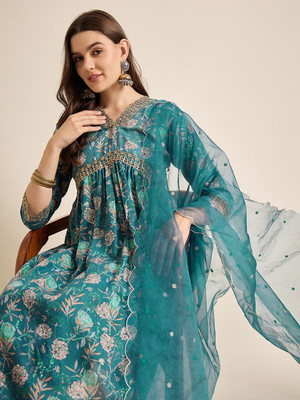 Anouk Rustic Embroidered Kurta, Trouser/Pant & Dupatta Set