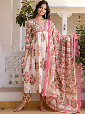 PRAVIK Printed Kurta, Trouser/Pant & Dupatta Set