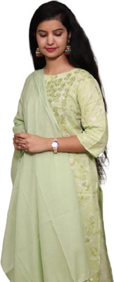 R FASHION Floral Print Kurta, Churidar & Dupatta Set