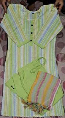 UMI CREATION Striped Kurta, Trouser/Pant & Dupatta Set