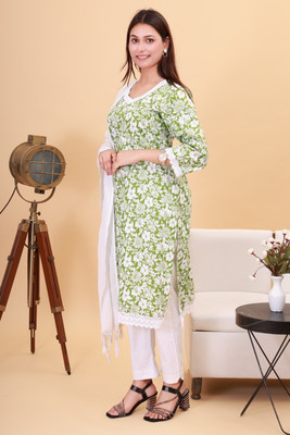 Maa Bhakti Enterprise Printed Kurta, Trouser/Pant & Dupatta Set