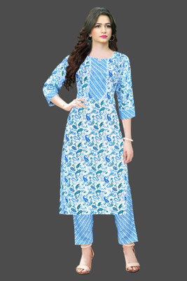 ALLMDR Printed Kurta, Churidar & Dupatta Set