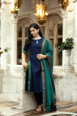 ORRIYA Self Design Kurta, Trouser/Pant & Dupatta Set