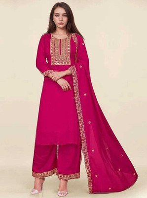 Harshiv Creation Embroidered Kurta, Palazzo & Dupatta Set