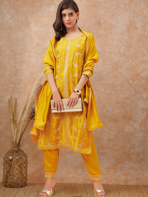Tasrika Embroidered Kurta, Trouser/Pant & Dupatta Set
