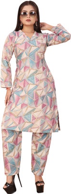 Threadhunter Printed Kurta, Palazzo & Dupatta Set