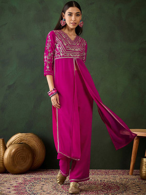 Sangria Embroidered Kurta, Trouser/Pant & Dupatta Set