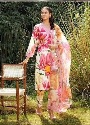 Al Hoor Printed Kurta, Trouser/Pant & Dupatta Set