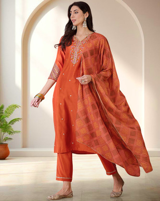 Tasrika Embroidered Kurta, Trouser/Pant & Dupatta Set
