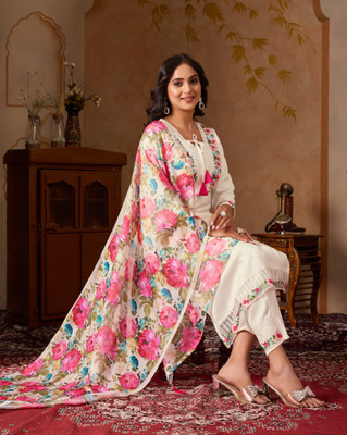 kalakruti Embroidered Kurta, Trouser/Pant & Dupatta Set