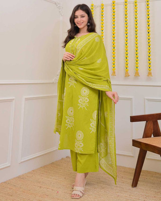 SundariStyle Printed Kurta, Trouser/Pant & Dupatta Set