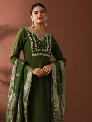 Jaipur Kurti Embroidered Kurta, Trouser/Pant & Dupatta Set