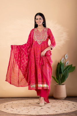 MF HAYAT Embroidered Kurta, Trouser/Pant & Dupatta Set