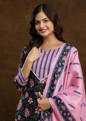 Fashion Mint Floral Print Kurta, Salwar & Dupatta Set