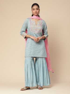 aarke Ritu Kumar Solid Kurta, Salwar & Dupatta Set