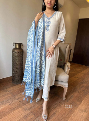 ELEPANTS Embroidered Kurta, Trouser/Pant & Dupatta Set