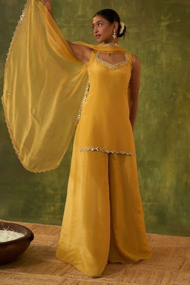 Kapalika Embellished Kurta, Palazzo & Dupatta Set