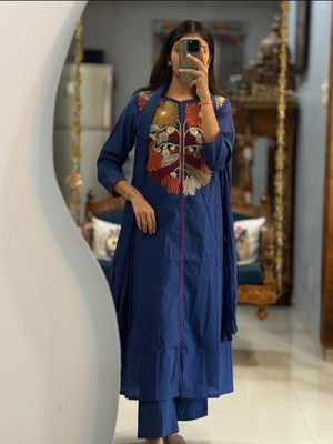 K CREATION Embroidered Kurta, Salwar & Dupatta Set