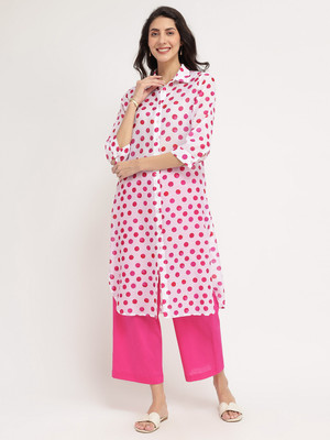 Pink Fort Printed Kurta, Palazzo & Dupatta Set