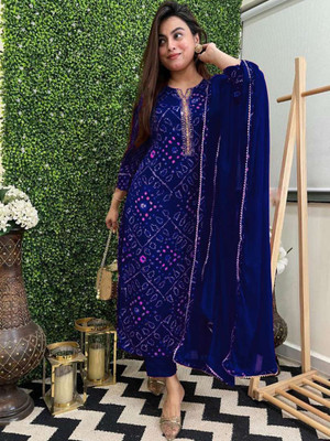 Ambrosia retail Printed, Embroidered Kurta, Trouser/Pant & Dupatta Set