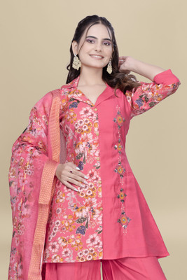 FASHNETIC Self Design, Printed Kurta, Palazzo & Dupatta Set