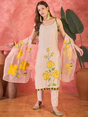 Sangria Floral Print Kurta, Trouser/Pant & Dupatta Set