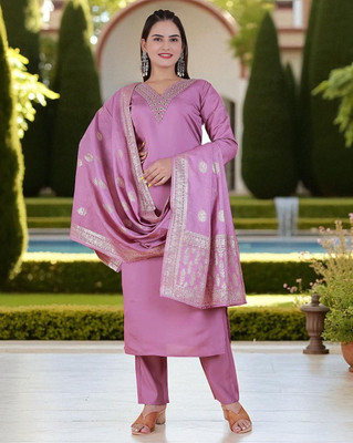 SIDDHIVINAYAK CREATION Embroidered Kurta, Churidar & Dupatta Set