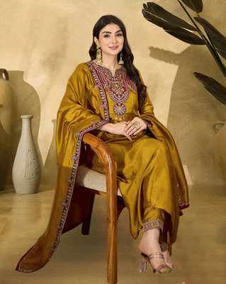 SheWill Embroidered Kurta, Trouser/Pant & Dupatta Set