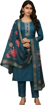 Aksa Fashion Solid Kurta, Trouser/Pant & Dupatta Set